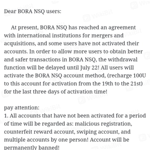  Boraband tidak mengizinkan untuk menarik uang dari akun pengguna.