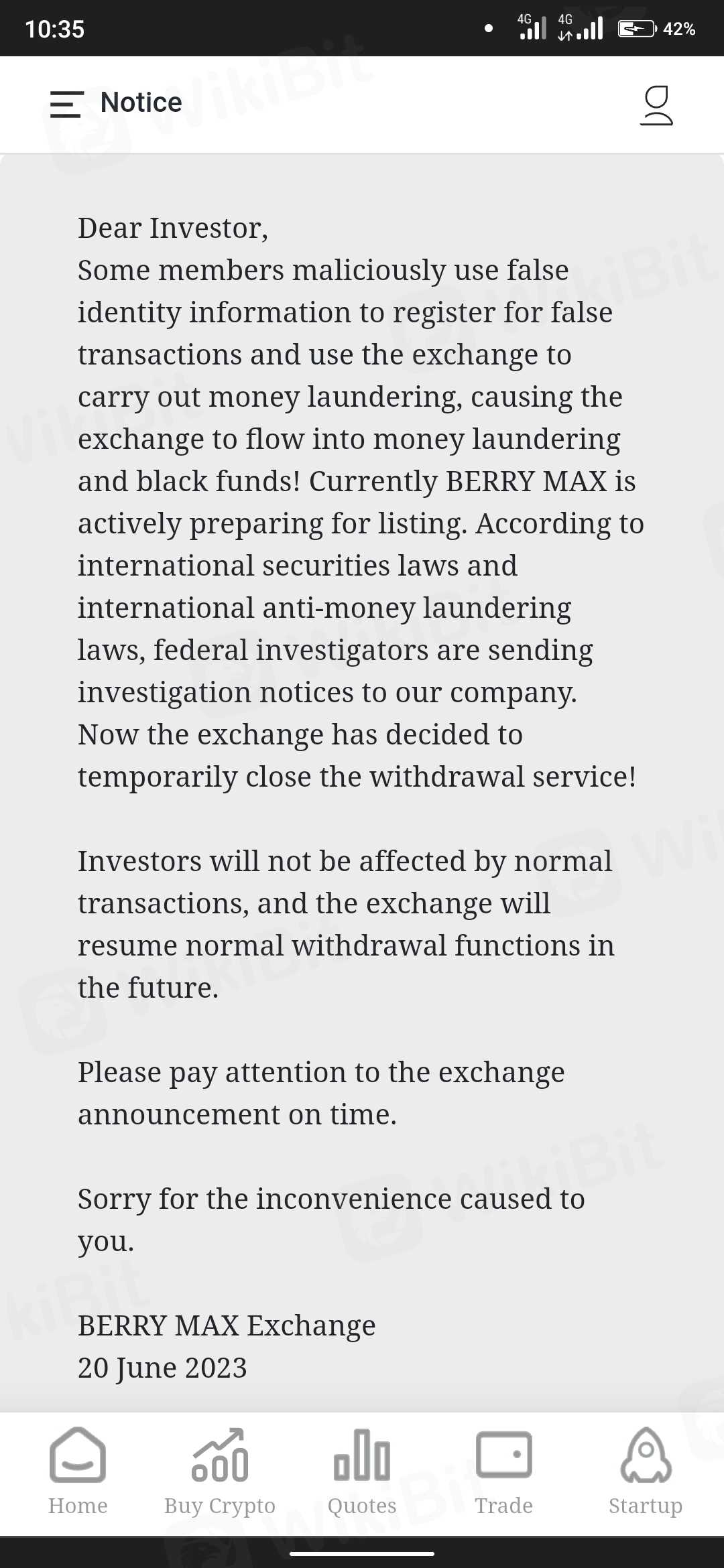 berry is a scam -Unable to withdraw exposure-WikiBit APP